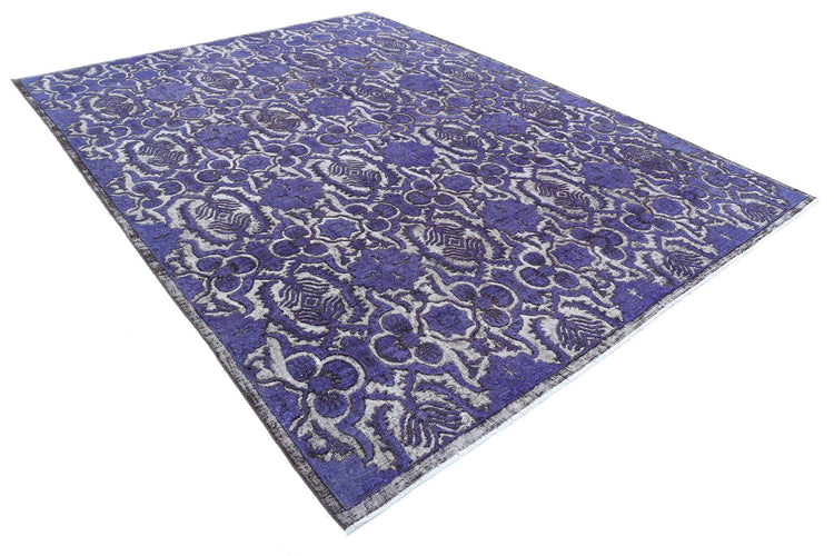 Transitional Hand Knotted Onyx Tabriz Wool Rug of Size 8'9'' X 11'7'' in Purple and Charcoal Colors - Made in Afghanistan