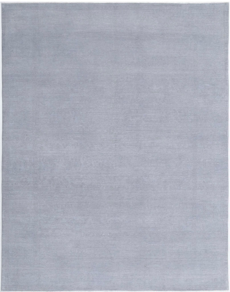 Transitional Hand Knotted Overdyed Tabriz Wool Rug of Size 8'11'' X 11'6'' in Grey and Grey Colors - Made in Afghanistan