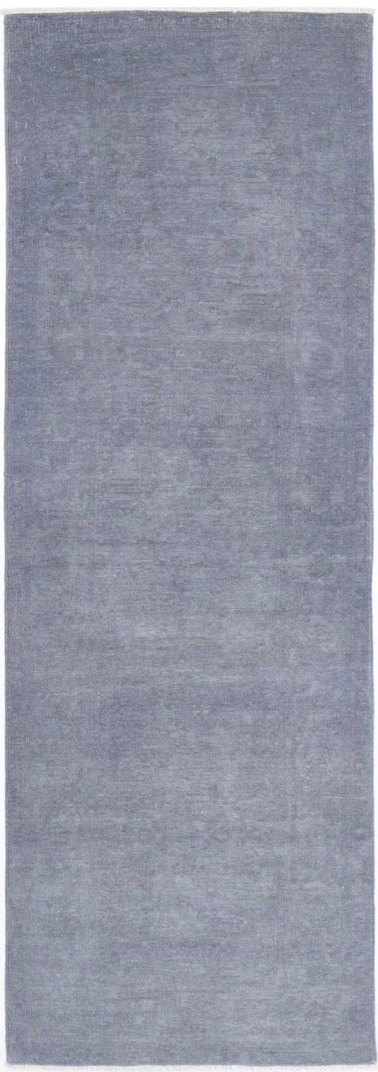 Transitional Hand Knotted Overdyed Tabriz Wool Rug of Size 2'8'' X 8'3'' in Grey and Grey Colors - Made in Afghanistan