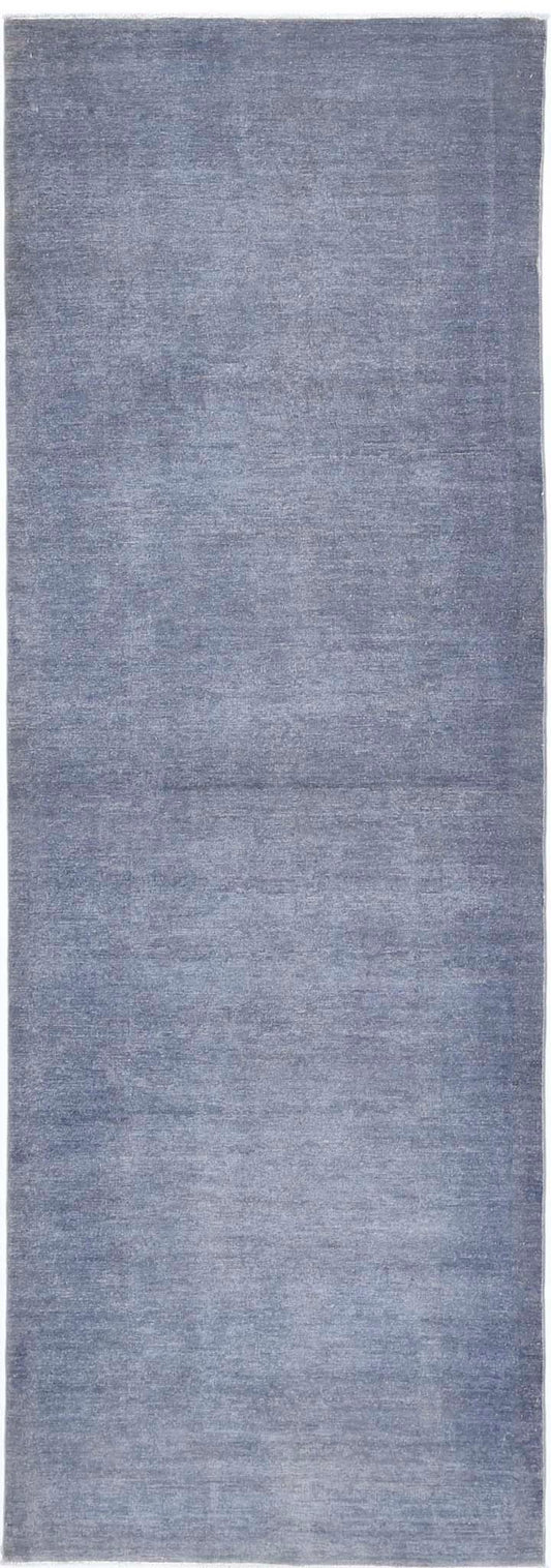 Transitional Hand Knotted Overdyed Tabriz Wool Rug of Size 3'1'' X 9'6'' in Grey and Grey Colors - Made in Afghanistan