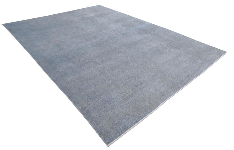 Transitional Hand Knotted Overdyed Tabriz Wool Rug of Size 8'8'' X 11'9'' in Grey and Grey Colors - Made in Afghanistan