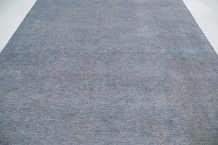 Transitional Hand Knotted Overdyed Tabriz Wool Rug of Size 8'8'' X 11'9'' in Grey and Grey Colors - Made in Afghanistan