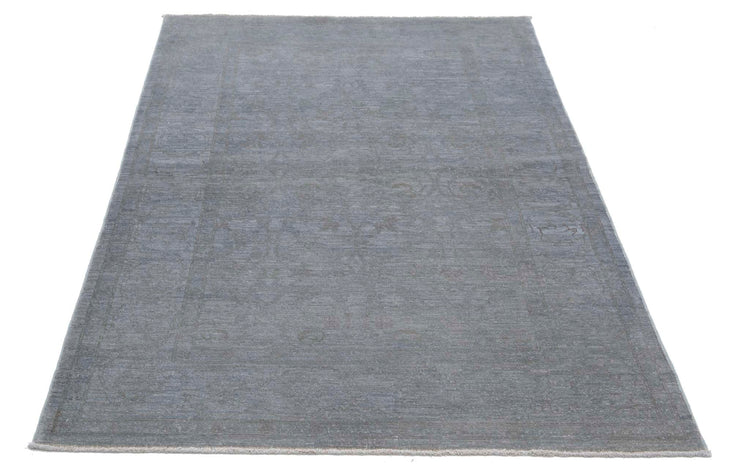 Transitional Hand Knotted Overdyed Tabriz Wool Rug of Size 3'10'' X 5'11'' in Grey and Grey Colors - Made in Afghanistan