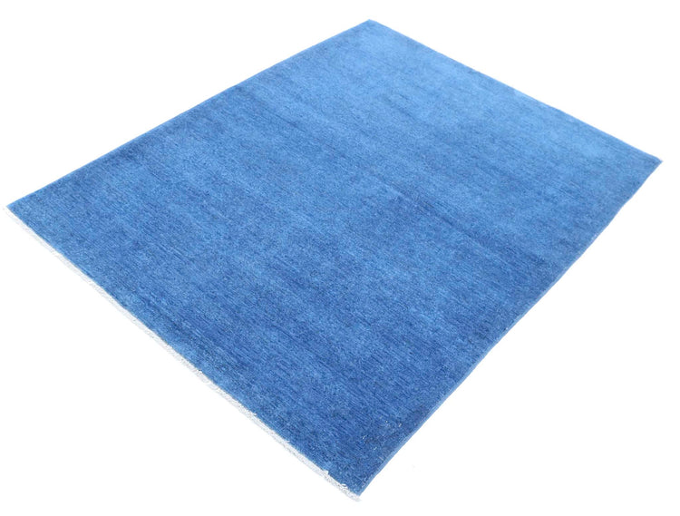 Transitional Hand Knotted Overdyed Tabriz Wool Rug of Size 3'11'' X 5'2'' in Blue and Blue Colors - Made in Afghanistan