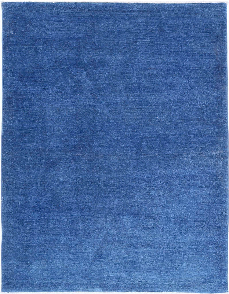 Transitional Hand Knotted Overdyed Tabriz Wool Rug of Size 3'11'' X 5'2'' in Blue and Blue Colors - Made in Afghanistan