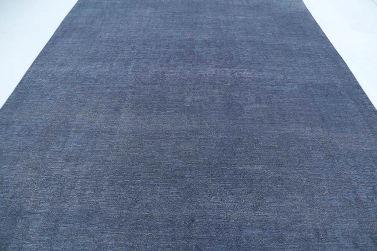 Transitional Hand Knotted Overdyed Tabriz Wool Rug of Size 8'10'' X 11'9'' in Grey and Grey Colors - Made in Afghanistan