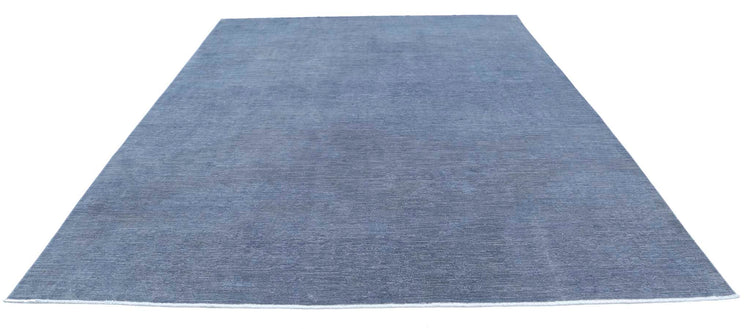 Transitional Hand Knotted Overdyed Tabriz Wool Rug of Size 8'10'' X 11'10'' in Grey and Grey Colors - Made in Afghanistan