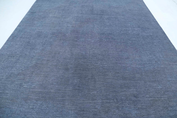 Transitional Hand Knotted Overdyed Tabriz Wool Rug of Size 8'10'' X 11'10'' in Grey and Grey Colors - Made in Afghanistan