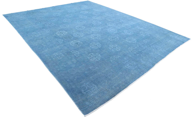 Transitional Hand Knotted Overdyed Tabriz Wool Rug of Size 9'10'' X 12'7'' in Blue and Blue Colors - Made in Afghanistan