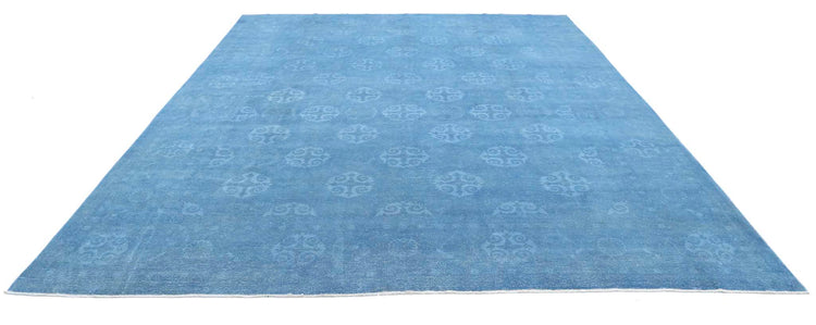 Transitional Hand Knotted Overdyed Tabriz Wool Rug of Size 9'10'' X 12'7'' in Blue and Blue Colors - Made in Afghanistan
