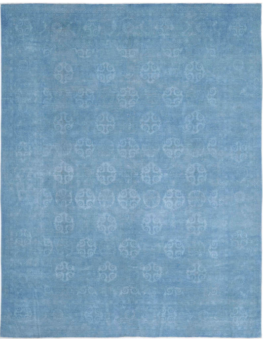 Transitional Hand Knotted Overdyed Tabriz Wool Rug of Size 9'10'' X 12'7'' in Blue and Blue Colors - Made in Afghanistan