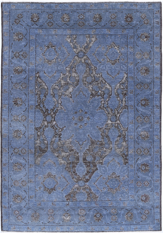 Transitional Hand Knotted Onyx Tabriz Wool Rug of Size 4'1'' X 6'1'' in Grey and Grey Colors - Made in Afghanistan