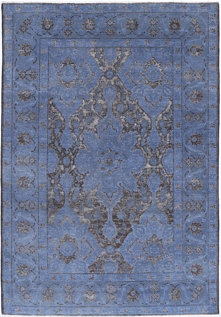 Transitional Hand Knotted Onyx Tabriz Wool Rug of Size 4'1'' X 6'1'' in Grey and Grey Colors - Made in Afghanistan