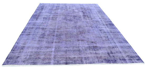 Persian Hand Knotted Vintage Overdyed Tabriz Wool Rug of Size 7'9'' X 11'2'' in Purple and Purple Colors - Made in Iran