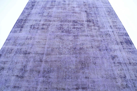 Persian Hand Knotted Vintage Overdyed Tabriz Wool Rug of Size 7'9'' X 11'2'' in Purple and Purple Colors - Made in Iran