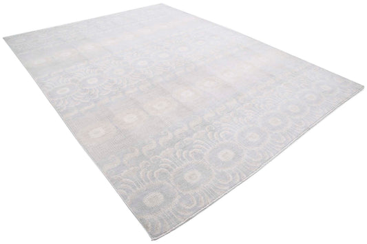 Transitional Hand Knotted Artemix Tabriz Wool Rug of Size 8'9'' X 11'3'' in Grey and Grey Colors - Made in Afghanistan