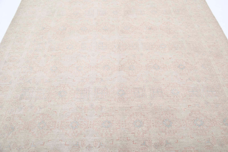 Traditional Hand Knotted Serenity Tabriz Wool Rug of Size 6'10'' X 10'11'' in Grey and Ivory Colors - Made in Afghanistan