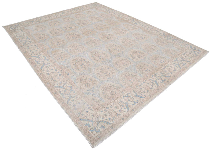 Traditional Hand Knotted Serenity Tabriz Wool Rug of Size 7'7'' X 9'5'' in Blue and Ivory Colors - Made in Afghanistan