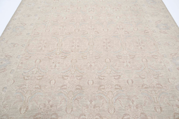 Traditional Hand Knotted Serenity Tabriz Wool Rug of Size 8'3'' X 10'1'' in Gold and Ivory Colors - Made in Afghanistan