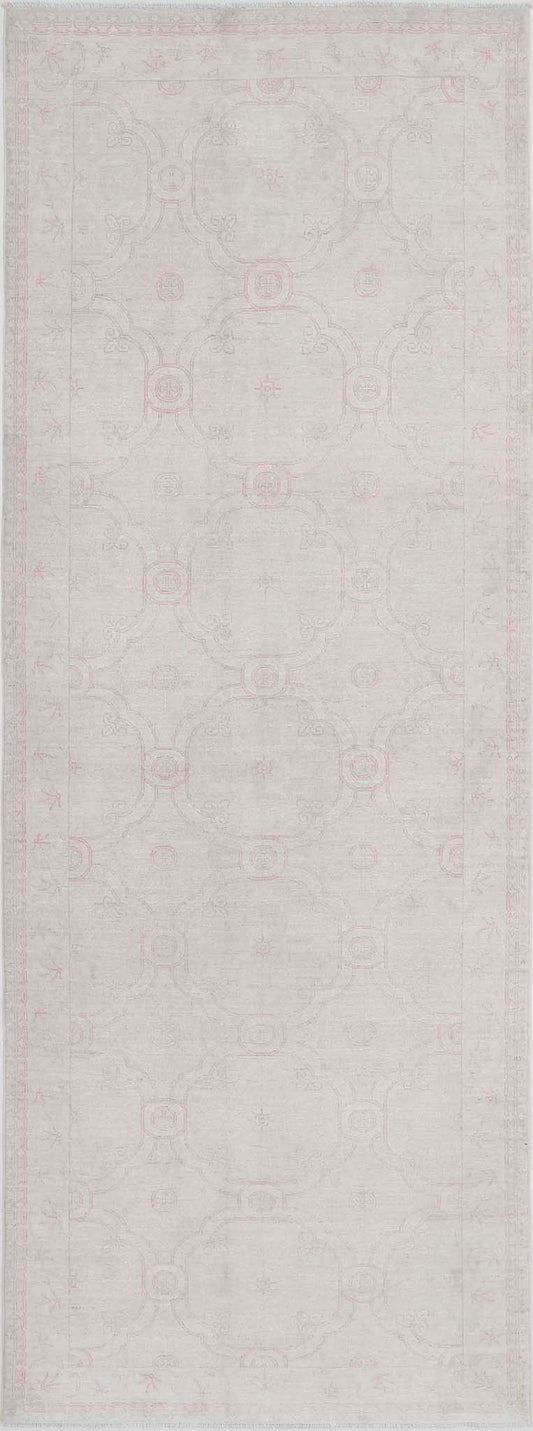 Traditional Hand Knotted Serenity Tabriz Wool Rug of Size 3'10'' X 11'2'' in Ivory and Ivory Colors - Made in Afghanistan