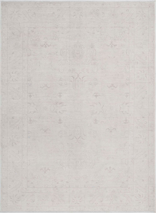 Traditional Hand Knotted Serenity Tabriz Wool Rug of Size 6'1'' X 8'4'' in Ivory and Ivory Colors - Made in Afghanistan