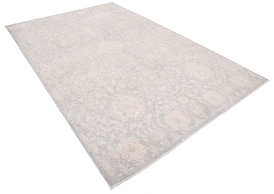 Traditional Hand Knotted Serenity Tabriz Wool Rug of Size 6'10'' X 10'4'' in Grey and Grey Colors - Made in Afghanistan