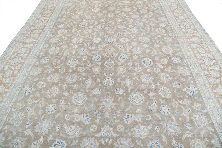 Persian Hand Knotted Tabriz Tabriz Wool Rug of Size 9'9'' X 13'1'' in Taupe and Brown Colors - Made in Iran