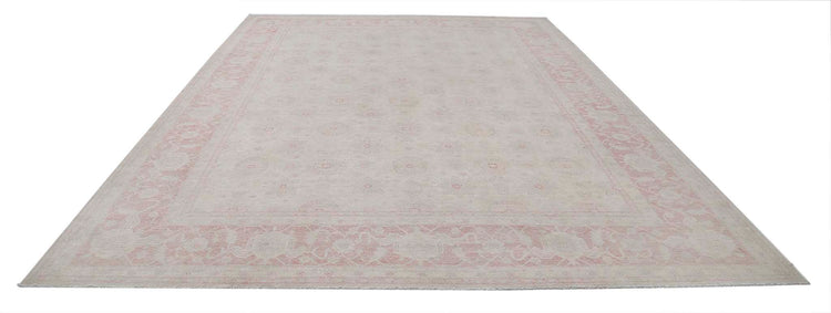Traditional Hand Knotted Serenity Tabriz Wool Rug of Size 9'11'' X 13'1'' in Ivory and Red Colors - Made in Afghanistan