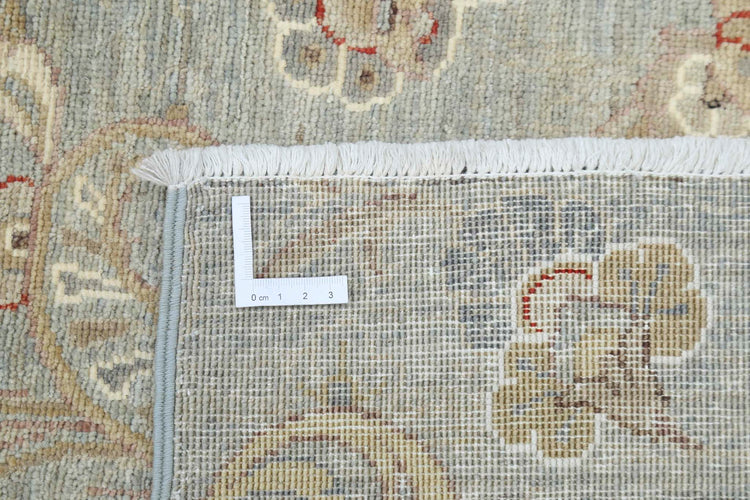 Transitional Hand Knotted Artemix Tabriz Wool Rug of Size 8'11'' X 11'5'' in Grey and Grey Colors - Made in Afghanistan