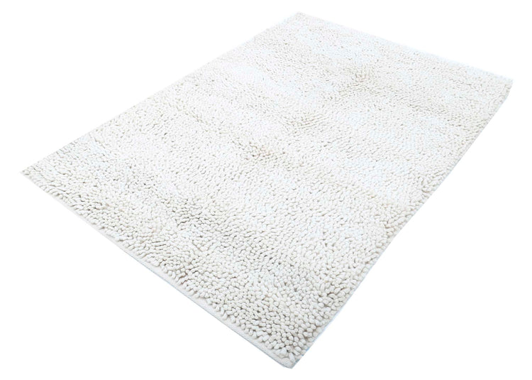 Modern Hand Made Vista Texture Wool Rug of Size 4'7'' X 6'9'' in Ivory and Ivory Colors - Made in Turkey