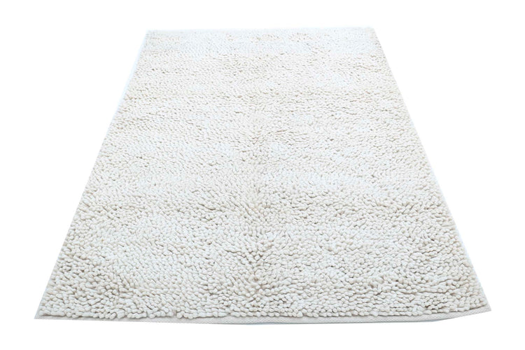 Modern Hand Made Vista Texture Wool Rug of Size 4'7'' X 6'9'' in Ivory and Ivory Colors - Made in Turkey