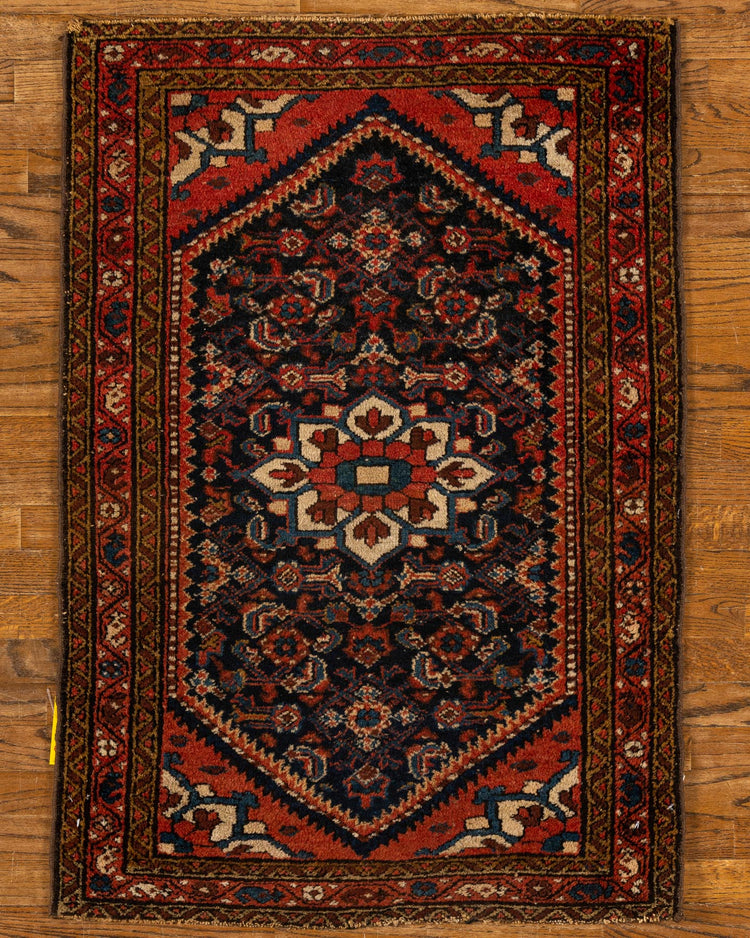 WOOL, MALAYER, BLACK / RUST (Rectangle) Origin: IRAN , Hand,knotted ANTIQUE