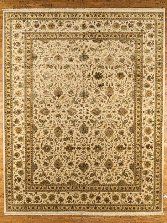 Oversize WOOL / SILK BLEND, KASH, IVORY / IVORY (Rectangle) Origin: INDIA , Hand,knotted