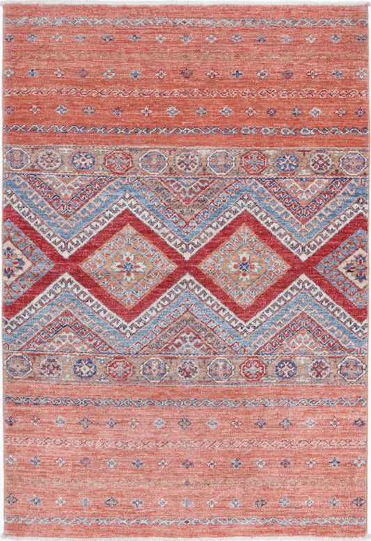 Hand Knotted Khurjeen Wool Rug - 3'3'' x 4'9''