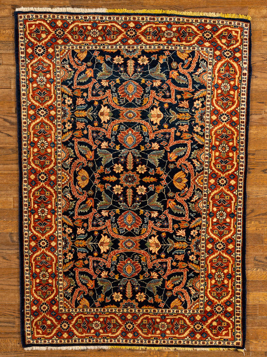 WOOL, BACTIARY, RED / MEDIUM BLUE (Rectangle) Origin: IRAN , Hand,knotted