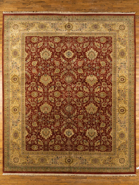 Oversize WOOL RUG, KASHAN, red / gold (Rectangle) Origin: INDIA , Hand,knotted