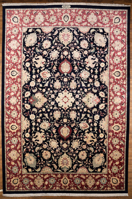 Oversize WOOL RUG, TABRIZ, IVORY/RED (Rectangle) Origin: Iran , Hand,knotted