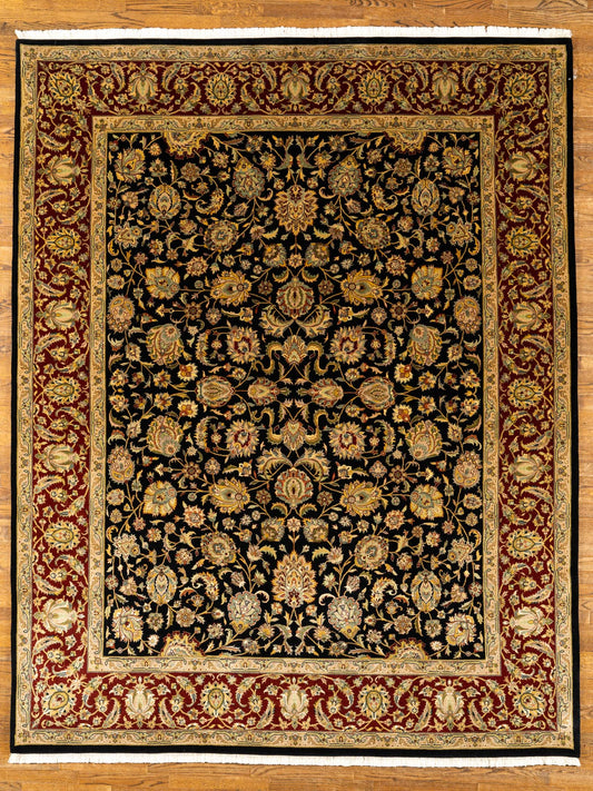 WOOL RUG, MASHAD, BLACK/RED (Rectangle) Origin: INDIA , Hand,knotted
