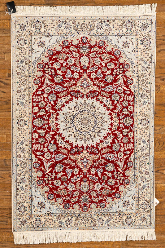 WOOL, NIAN, red / cream (Rectangle) Origin: Iran , Hand,knotted