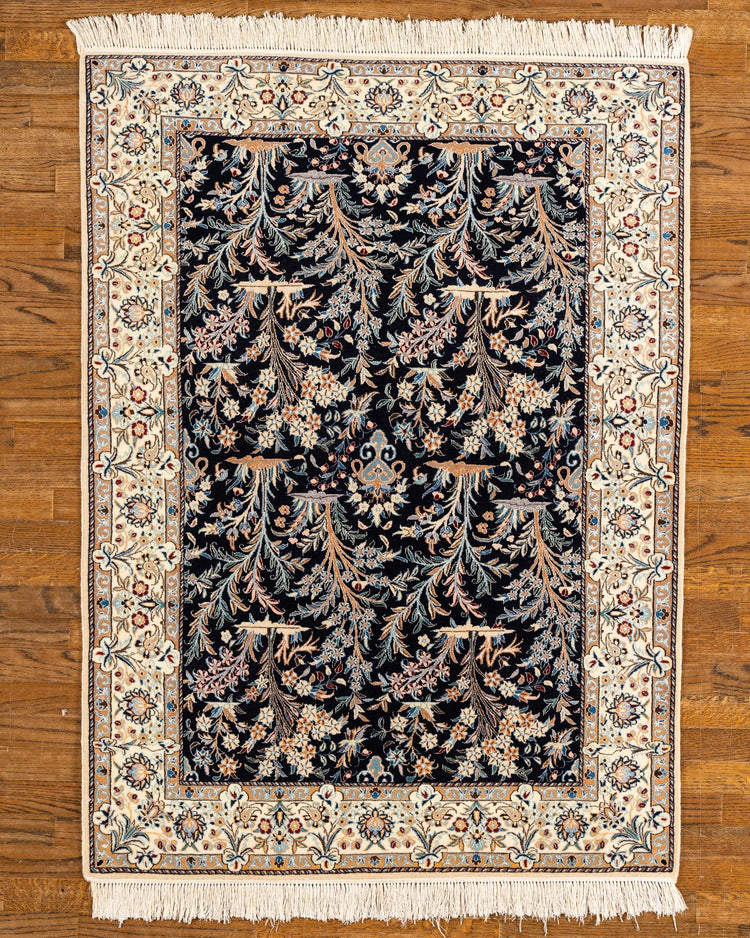 WOOL, NIAN, BLUE/IVORY (Rectangle) Origin: Iran , Hand,knotted