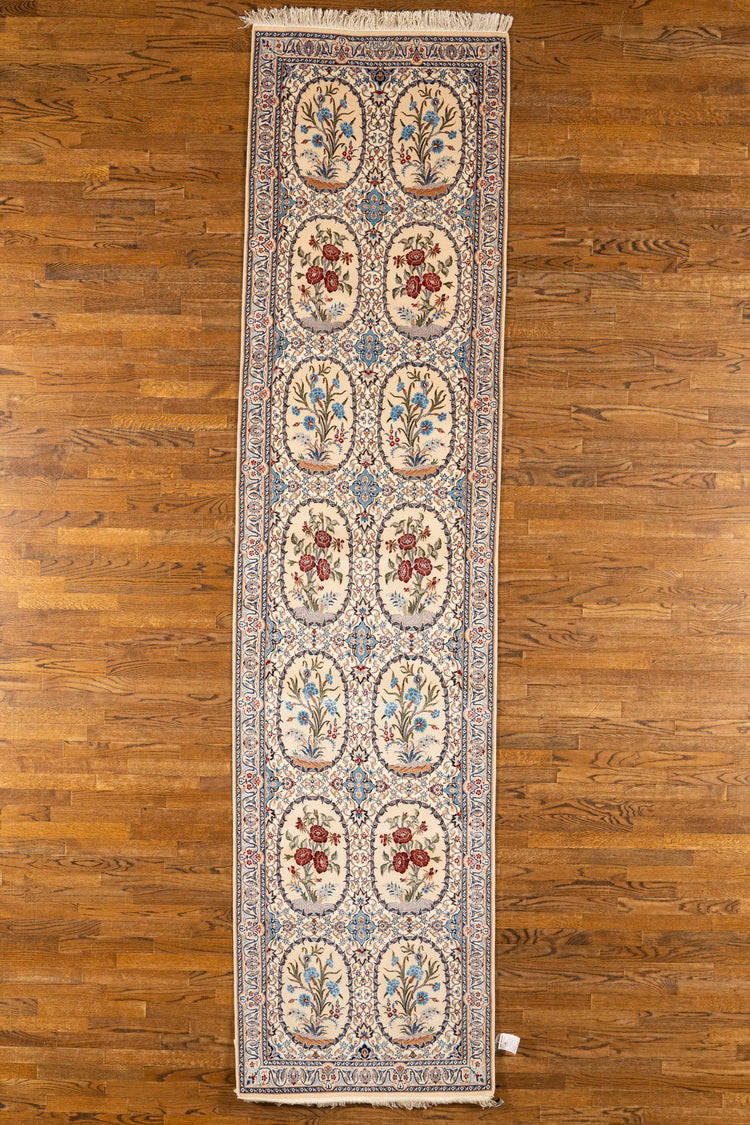 WOOL, NIAN, CREAM (Rectangle) Origin: Iran , Hand,knotted "RUG Signed"
