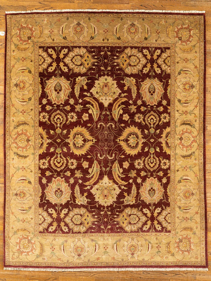 WOOL RUG, OUSHACK, burgandy / gold (Rectangle) Origin: Pakistan , Hand,knotted