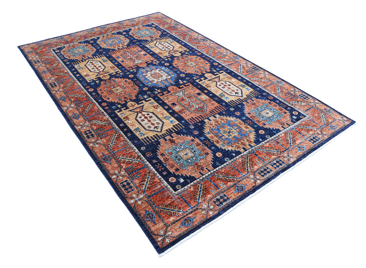 Hand Knotted Nomadic Caucasian Humna Wool Rug - 5'9'' x 8'10''