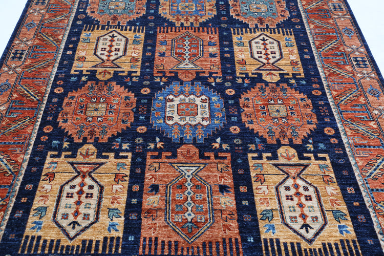 Hand Knotted Nomadic Caucasian Humna Wool Rug - 5'9'' x 8'10''