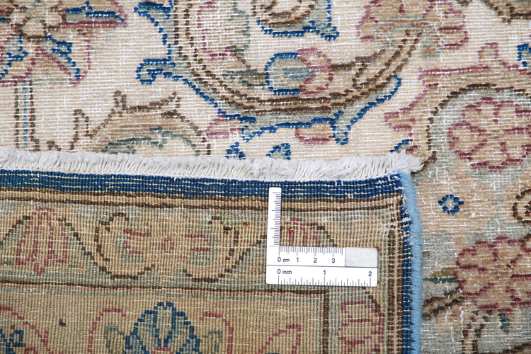 Hand Knotted Vintage Persian Nain Wool Rug - 8'8'' x 11'11''