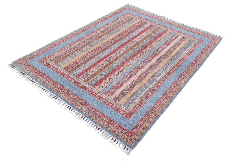 Hand Knotted Shaal Wool Rug - 4'10'' x 6'5''