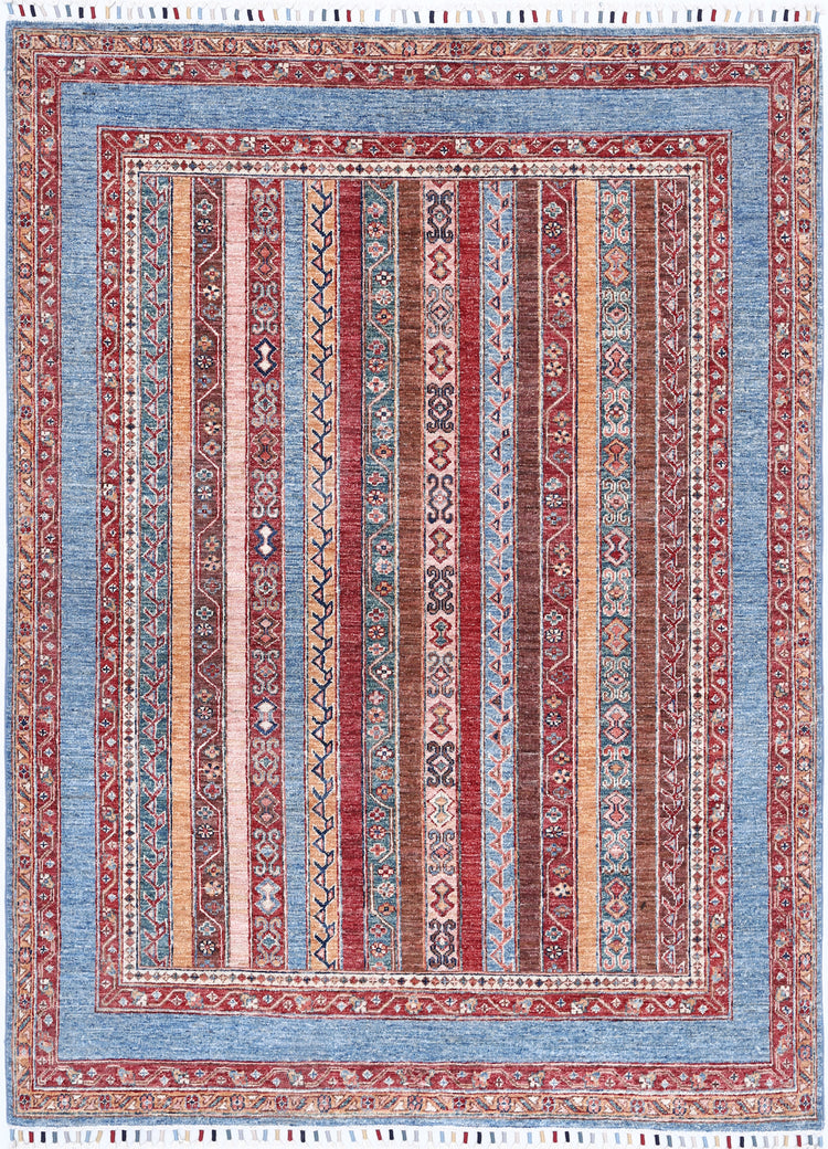 Hand Knotted Shaal Wool Rug - 4'10'' x 6'5''