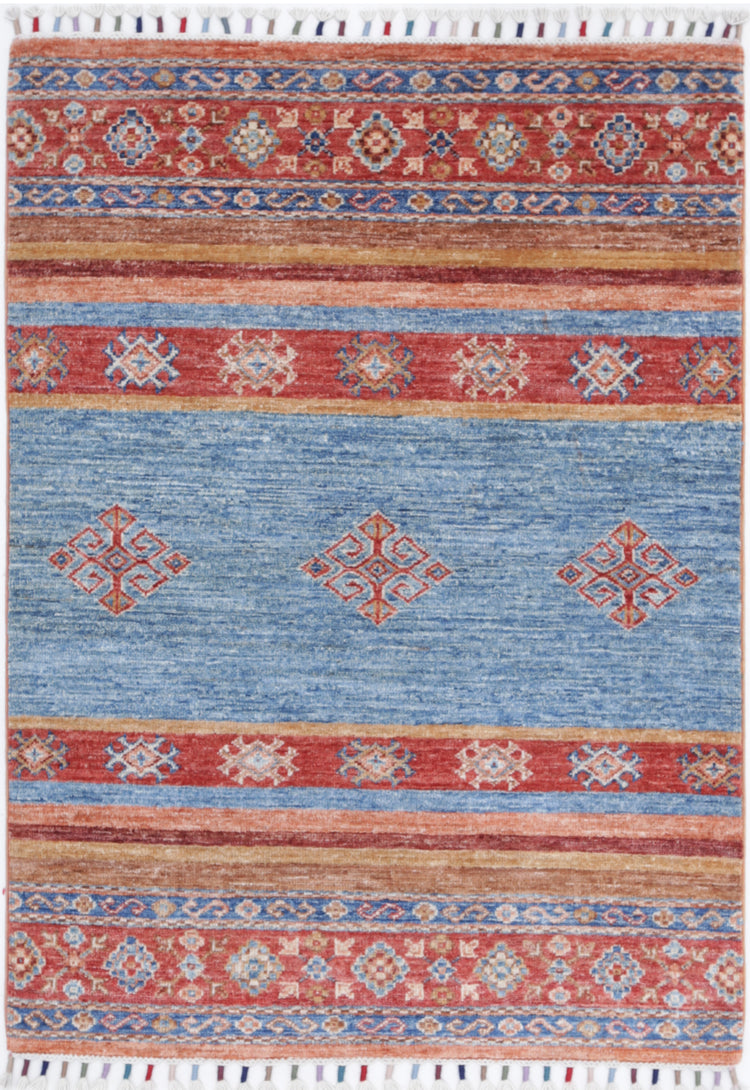 Hand Knotted Khurjeen Wool Rug - 2'8'' x 3'10''