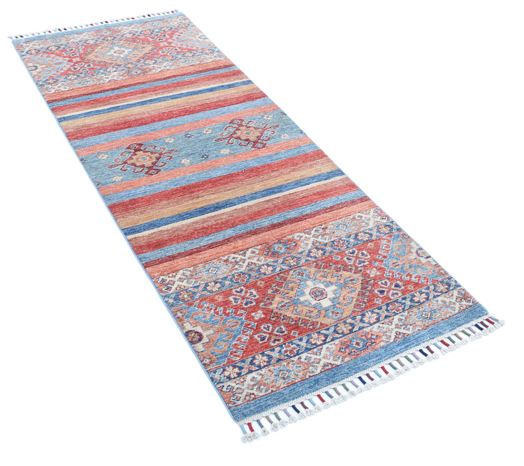 Hand Knotted Khurjeen Wool Rug - 2'6'' x 6'5''