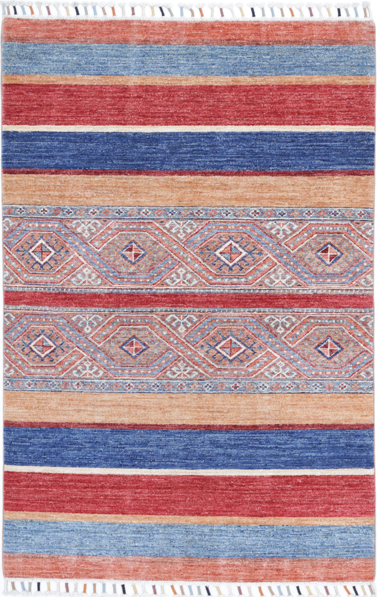 Hand Knotted Khurjeen Wool Rug - 3'0'' x 4'9''